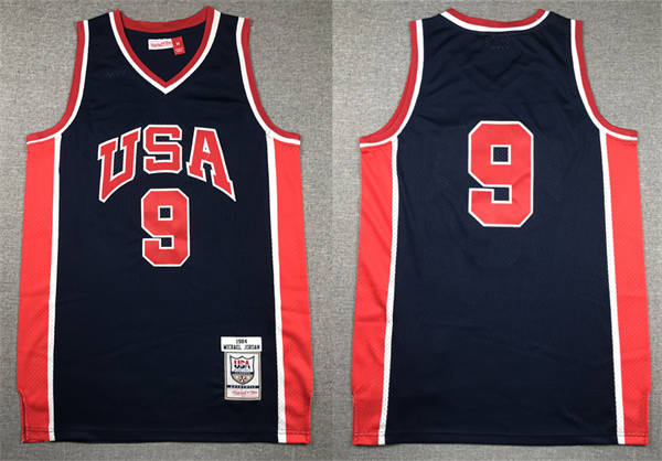 Men’s Team USA  #9 Michael Jordan Navy Mesh Without name 1984 Olympics Basketball Throwback Jersey