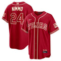 Men’s Texas Rangers #24 Brandon Nimmo Nike Red 2026 City Connect Stadium Jersey