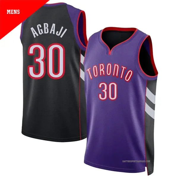 Mens Toronto Raptors #30 Ochai Agbaji Purple Black Classic Edition Jersey