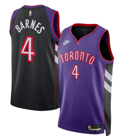 Mens Toronto Raptors #4 Scottie Barnes Purple Black Classic Edition Jersey