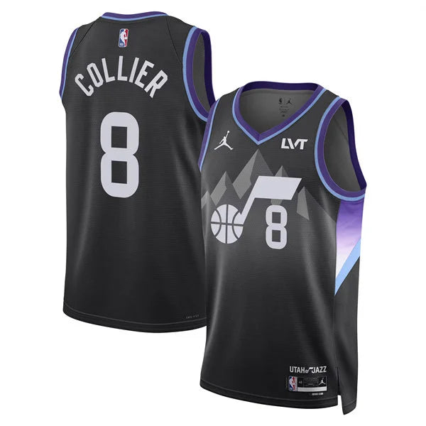 Mens Utah Jazz #8 Isaiah Collier Black Statement Edition Swingman Jersey