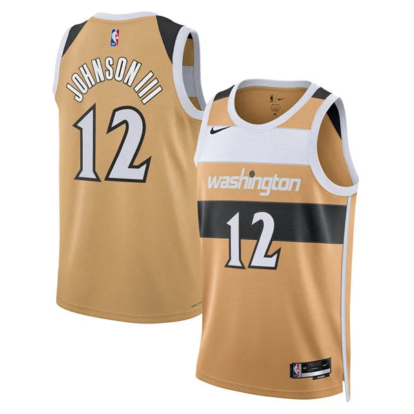 Mens Washington Wizards #12 Tre Johnson III Gold 2025-26 City Edition Swingman Jersey