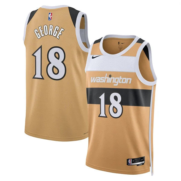 Mens Washington Wizards #18 Kyshawn George Gold 2025-26 City Edition Swingman Jersey