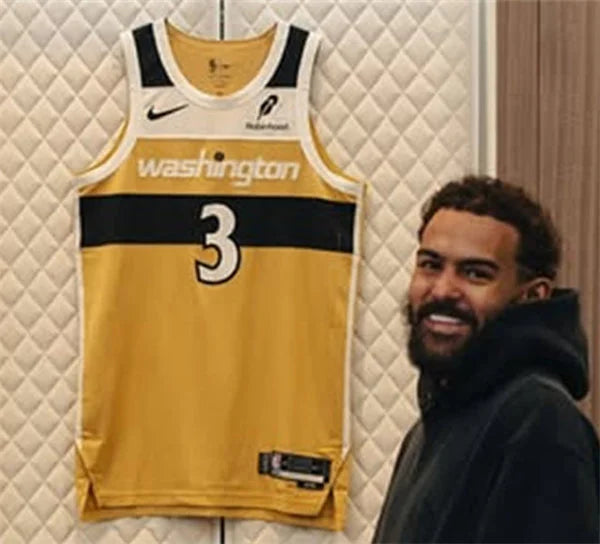 Mens Washington Wizards #3 Trae Young Gold 2025-26 City Edition Swingman Jersey