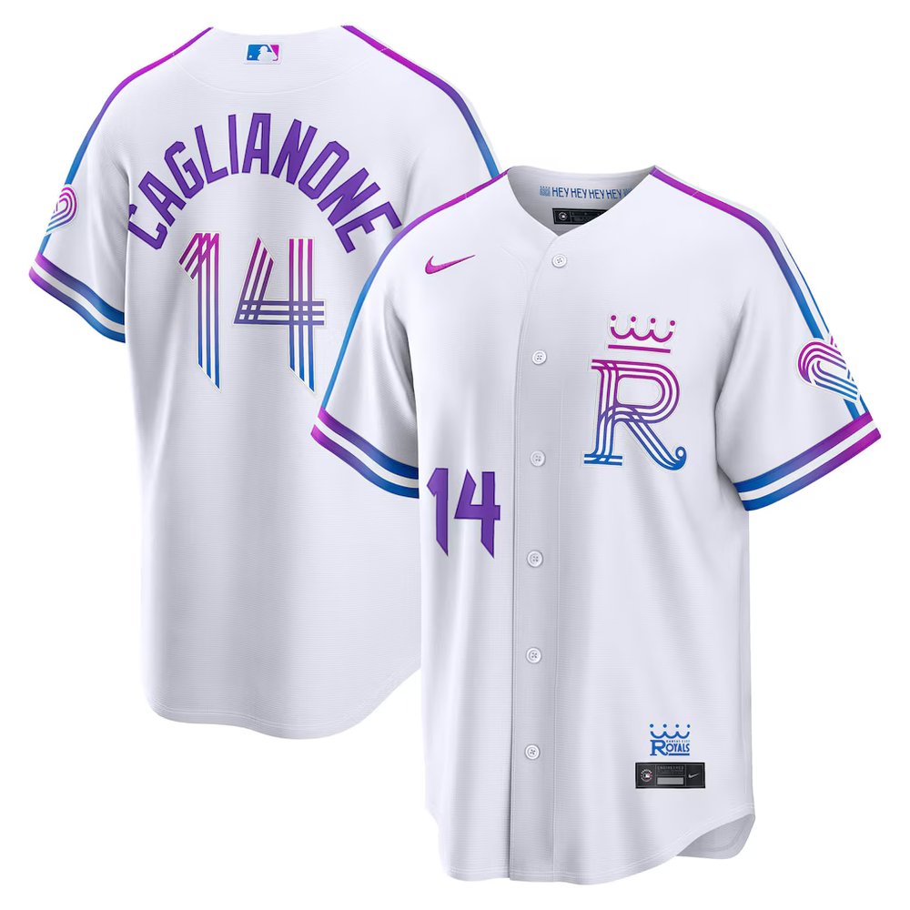 Youth Kansas City Royals #14 Jac Caglianone Nike White 2026 City Connect Stadium Jersey