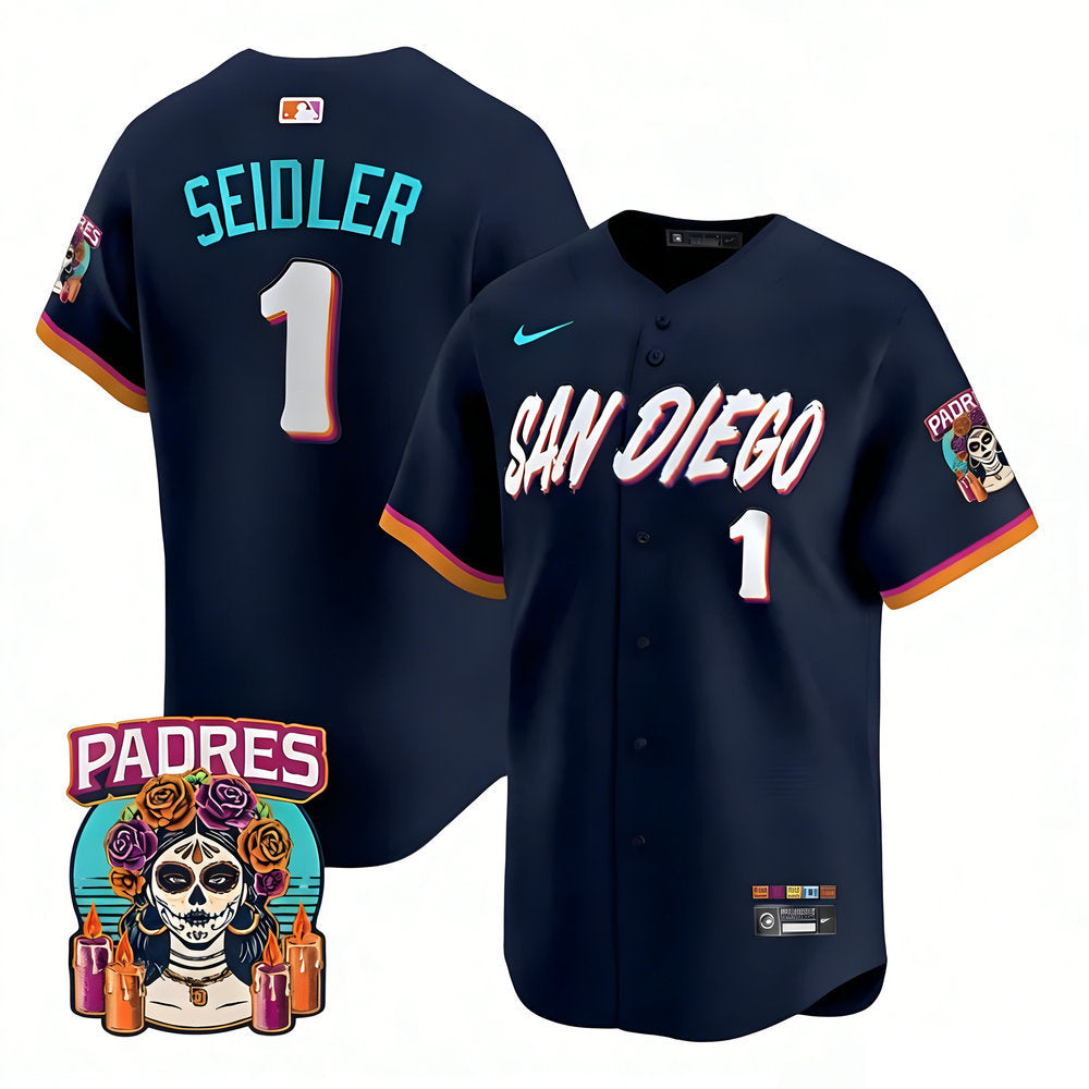 Youth San Diego Padres #1 Peter Seidler Navy 2026 City Connect Stitched Jersey-Button Up