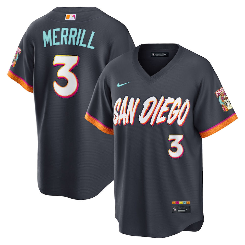 Youth San Diego Padres #3 Jackson Merrill Nike Obsidian 2026 City Connect Stadium Jersey